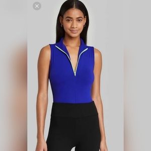 Wild Fable Women's Size Small XXL High Neck 1/4 Zip Bodysuit Royal Blue. #C-H4..